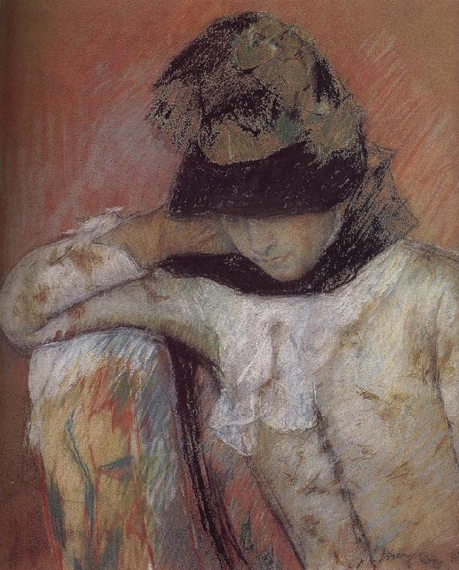 Mary Cassatt The young wearing the hat and looking down Germany oil painting art